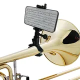 Musical Instrument Phone Stand für Low Brass Lyra, Montieren Sie Ihr Telefon zu Posaune Flügelhorn Euphonium Marschieren Bariton Mellophon Ultraleichte Aluminiumlegierung (Legierter Stahl-Schwarz)