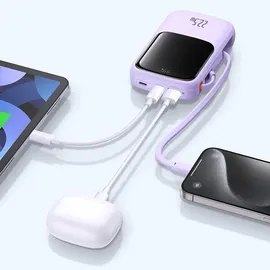 Baseus Qpow Pro+ 10000mAh Powerbank 22.5W USB-C/USB-A mit Kabel - Violett