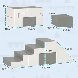 Homcom Softbausteine 2er-Set Schaumstoff Bausteine Riesenbausteine Bauklötze Bauspielzeug Schaumstoffblöcke für 1-3 Jahre alt Kinder Kunstleder EPE - Grau