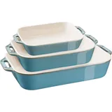 Staub Ceramique Ofenformenset, 3-tlg, rechteckig, Antik-Türkis,