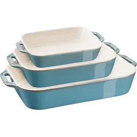 Staub Ceramique Ofenformenset, 3-tlg, rechteckig, Antik-Türkis,