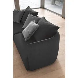 Designwerk Big-Sofa "New York, anmutendes Designsofa", schwarz (charcoal), B:253cm T:100cm, 100% Polyester, Sofas, Big-Sofa, mit schmaler Arm- & Rückenlehne