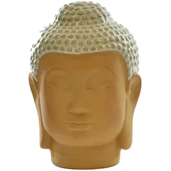 Buddha Kopf Dekofigur Porzellan weiß braun 14 cm für Innendekoration