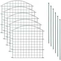 Teichzaun Oberbogen 11tlg Set Gitterzaun Steckzaun Metall grün 5 Zaunelemente