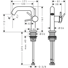 Hansgrohe Tecturis S Waschtischarmatur 73321700 110 Fine
