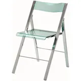 VDCVADKYE klappstuhl, Moderner Esszimmerstuhl aus transparentem Kunststoff mit Chromgestell, ideal for Wohnzimmer, Schlafzimmer, Küche und den Außenbereich(Green)