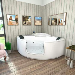 Whirlpool Pool Badewanne Eckwanne Wanne W60H 140x140cm mit Tür Walk-in-Pool passive Schlauch-Reinigung
