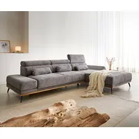 DeLife Ecksofa Evelio 320x200 Cord Steingrau Ottomane rechts elektrische Sitztiefenverstellung, Ecksofas