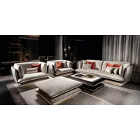 Xlmoebel Wohnzimmer-Set Sofaensemble 311 Platz Hocker Set Einrichtung Polstersitz Gruppe, (3-St., Sofa 3 Sitzer + Sessel + Hocker), Hergestellt in Europa grau