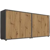 BMG Möbel Mailand Set 2 Schubladenkommode 100 x 40 x 80 cm anthrazit/Artisan