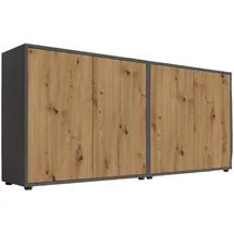 BMG Möbel Mailand Set 2 Schubladenkommode 100 x 40 x 80 cm anthrazit/Artisan