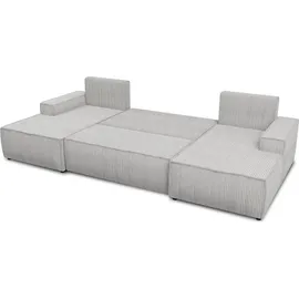 Sofnet Wohnlandschaft mit Schlaffunktion Totti - U-Form Couch, Schlafsofa mit Bettkasten, Couchgranitur mit Bettfunktion, Big Sofa, Cord Stoff, Wohnzimmer... Rosa
