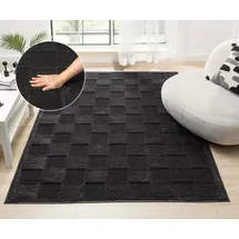 OTTO home Teppich OTTO HOME "Belion, Hoch-Tief-Struktur, Karo-Muster", schwarz, B:200cm H:19mm L:300cm, Kunstfaser, Teppiche, Teppich, leichter Glanz, Schachbrettmuster, Modern, Wohnzimmer, Schlafzimmer