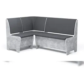 RODNIK Eckbank „Tunis“ Truhenbank gepolstert mit Stauraum unter den Sitzflächen in Betonoptik-grau