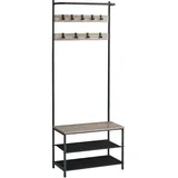 VASAGLE Garderobenständer, mit 9 Haken, 32,2 x 64 x 180 vintagebraun-schwarz