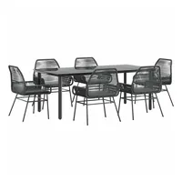 VidaXL 7-tlg. Garten-Essgruppe mit Kissen Schwarz Poly Rattan Glas