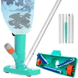 Poolsauger Staubsauger, dellyy Pool Staubsauger, Bodensauger für Pool mit Teleskopstange & Bürste & Laubsack, Staubsauger für die Reinigung des Bodens des Schwimmbeckens