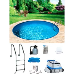 Rundpool MY POOL BWT "POWER", weiß, H:150cm Ø:400cm, Schwimmbecken, inkl. Poolroboter POWER ONE4ALL