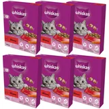 whiskas Adult 6x300g Trockenfutter für Katzen mit leckerem Rindfleisch