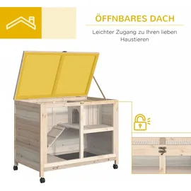PawHut Kaninchenstall 91,5 x 53,3 x 73 cm Natur