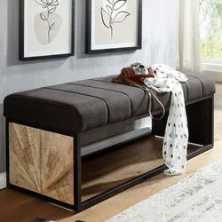 Kadima Design Vintage-Sitzbank, Retro-Look, Metallgestell, Rillenmuster, Platzsparend. 105x40x40 cm