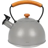 Wasserkessel Flötenkessel mit Pfeife aus Stahl für Gasherde Induktion grau Wooden 2,9l