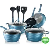 NutriChef Topf-Set 11-tlg. Kochtopf + Pfanne + Küchenlöffel
