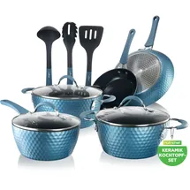NutriChef Topf-Set 11-tlg. Kochtopf + Pfanne + Küchenlöffel