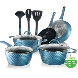 NutriChef Topf-Set 11-tlg. Kochtopf + Pfanne + Küchenlöffel