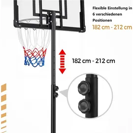 Yaheetech Basketballkorb höhenverstellbar Braun/Schwarz 216 -246 cm
