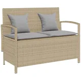 Furnicato Gartenbank Mit Stauraum Und Kissen Beige Poly Rattan