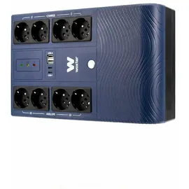 Woxter Multibase USV, 1200 VA/720 W, unterbrechungsfreie Stromversorgung, 8 Schuko-Steckdosen, 4 USB-Ports, Blau