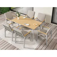 richly Garten-Essgruppe Aluminium Polywood Tischplatte für 6 Personen Beige