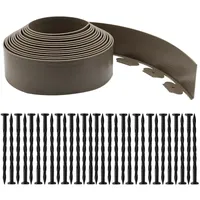 Flexible Rasenkante Kunststoff 10m,HöHe 10cm, StäRke 3mm,Mit 30 KunststoffnäGel,Beetbegrenzung Aus Kunststoff, Beetumrandung, Leicht Zu Verarbeiten(Gray, 10M)