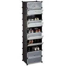 Relaxdays Schuhregal 49 x 176 x 37 cm schwarz / schwarz
