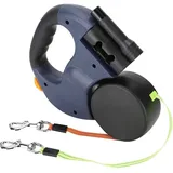 Gabrielle Doppelte Hundeleine, einziehbar, ausziehbar, glatt, robust und bissfest, nicht leicht zu reißen, Hundeleine mit zwei langen Kordeln, 3 m, bis zu 50 lb, Blau