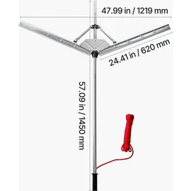 Vevor Teichrechen, Wasser Unkrautrechen mit 1219 mm max. Schnittbreite, Stahlklingen, See-Unkrautschneider mit 9 m Nylonseil, Seerechen zum Entfern...