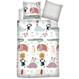 COFI 1453 Bettwäsche-Set Tiere Weiß 140 x 200 cm + 65 x 65 cm