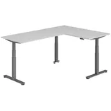 bümö Eckschreibtisch grau, graphit Holzwerkstoff, Nachbildung, Rechteckig, 160x74x240 cm FSC Mix, Arbeitszimmer, Schreibtische, Eckschreibtische