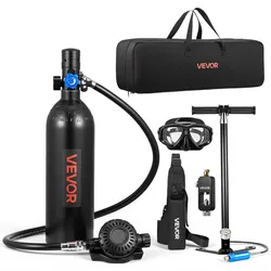 VEVOR Mini-Tauchflasche 1 L, Tragbare Lungenflasche für Unterwasseratmung, Wiederverwendbare Sauerstoffflasche für bis zu 20 Minuten Tauchzeit, Tauchausrüstung mit Adapter & Schnorchelbrille