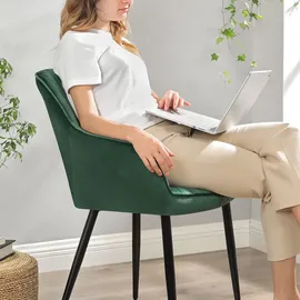 Songmics Polsterstuhl Samt Grün 4er Set