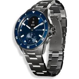 Withings ScanWatch Nova 42 mm blau, FKM-Armband mit Edelstahlschnalle silber
