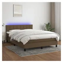 vidaXL Boxspringbett mit Matratze & LED Dunkelbraun 140x200 cm Stoff