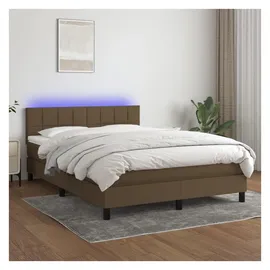 vidaXL Boxspringbett mit Matratze & LED Dunkelbraun 140x200 cm Stoff