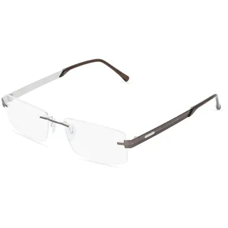 Fielmann COMFORT 033 TR Herren-Brille inkl. Gläser Randlos Eckig Titan-Gestell 54mm/17mm/140mm, grau