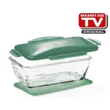 GENIUS Nicer Dicer Chef S Glasschüssel 1,7 Liter backofenfest mit Deckel grün