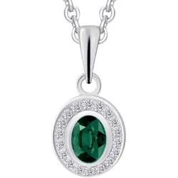 Ketten-Anhänger VIVANCE "0,04 ct Diamant Brillant Smaragd Anhänger aus 585 Weißgold", silber, Schmuckanhänger, Damen, 0.04 ct mit Diamant, Weißgold 585-Diamanten, Weißgold 585, Diamanten, Damen Gold Schmuck