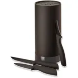 Echtwerk Messerblock mit Borsteneinsatz |Küchenmesser Set 4tlg | Universalmesser | Schälmesser | Gemüsemesser | Messer aus Klingenstahl | Black-Edition, EW-MB-0399, Schwarz