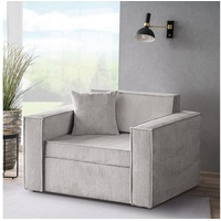 Beautysofa Schlafsofa Dave, mit Relaxfunktion, Bettkasten, modernes Einzelsofa aus Cordstoff, 117 cm Relaxsofa für Wohnzimmer beige