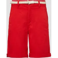 S.Oliver Chinoshorts mit geflochtenem Gürtel rot